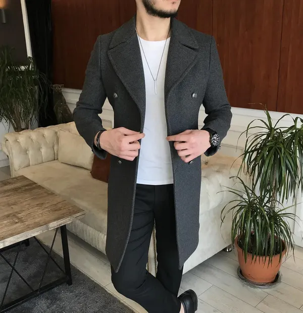 Dark_Grey_Tweed_Slim_Fit_Double_Breasted_Coat_For_Men