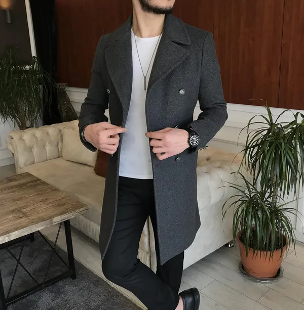Dark_Grey_Tweed_Slim_Fit_Double_Breasted_Coat_For_Men