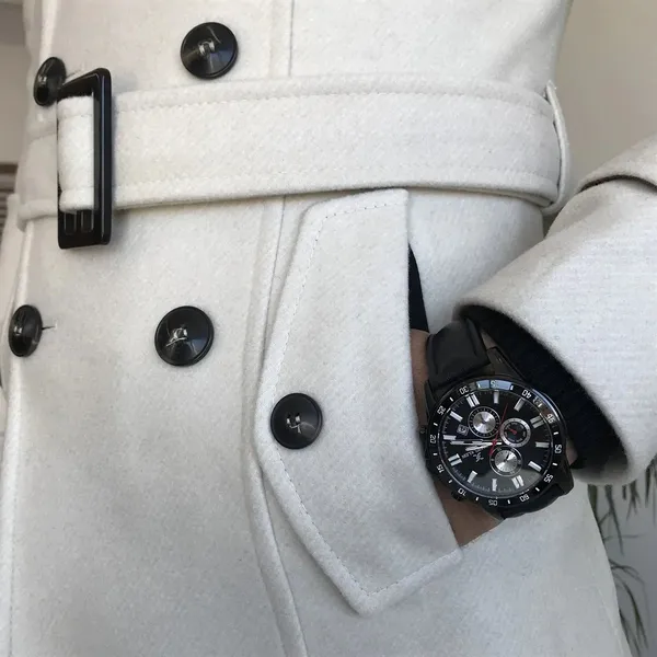 Beige_Tweed_Double-Breasted_Overcoat_For_Men