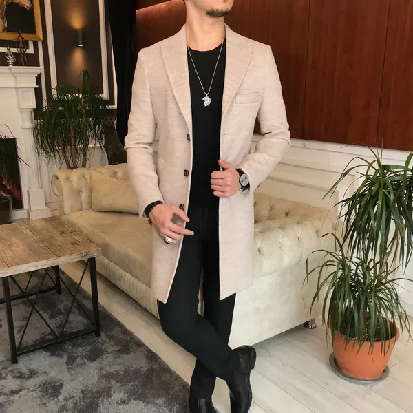 Beige_Tweed_Double_Breasted_Overcoat_For_Men