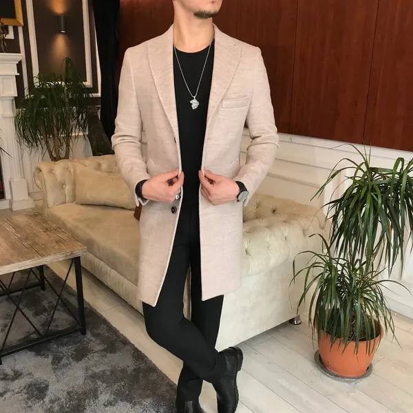 Beige_Tweed_Double_Breasted_Overcoat_For_Men