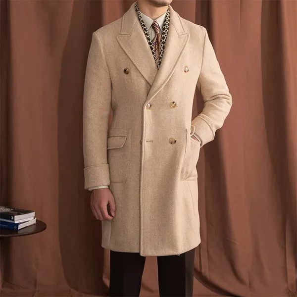 Beige_Tweed_Double_Breasted_Coat_For_Men