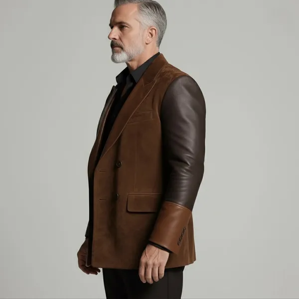 Brown_Suede_Double_Breasted_Peak_Lapel_Blazer_For_Men