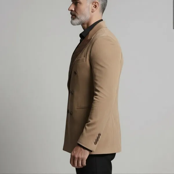 Beige_Suede_Double-Breasted_Blazer_For_Men