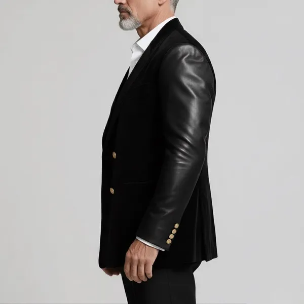 Black_Suede_Slim_Fit_Peak_Lapel_Blazer_For_Men
