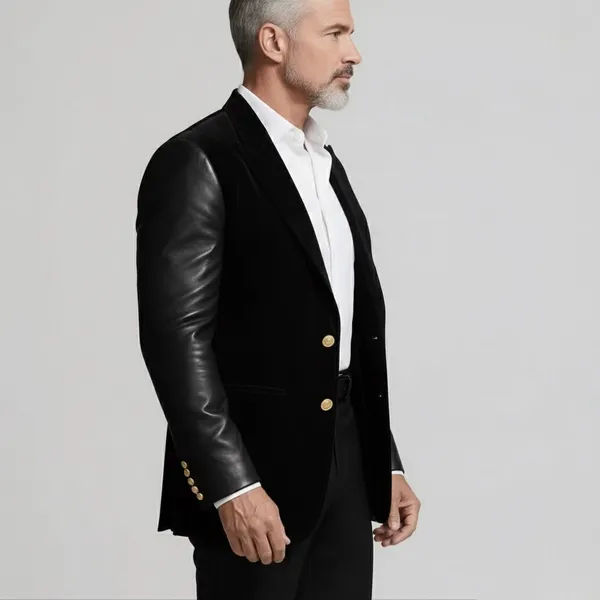 Black_Suede_Slim_Fit_Peak_Lapel_Blazer_For_Men