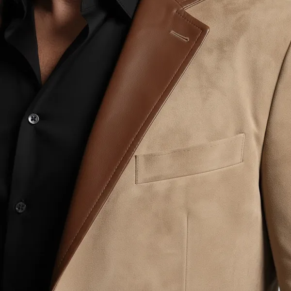Beige_Suede_Single_Breasted_Blazer_For_Men