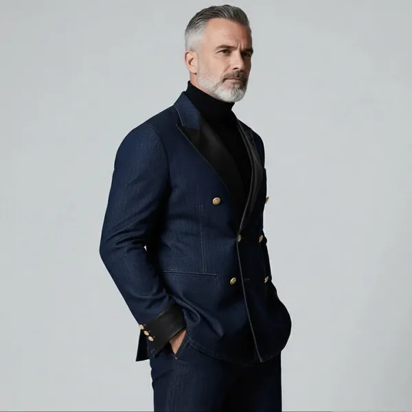 Navy_Blue_Denim_Pu_Leather_Lapel_Blazer_For_Men