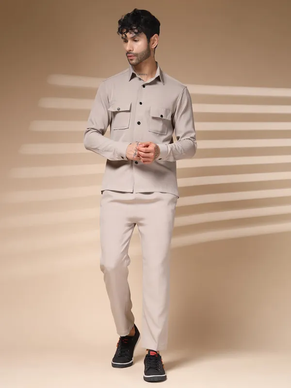 Beige_Cotton_Tailored_Buttoned_Co-Ord_Set_For_Men