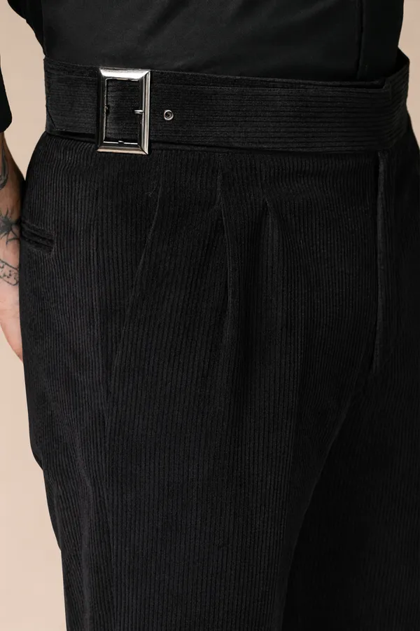 Black_Corduroy_Boot_Cut_Classic_Buckle_Gurkha_Trousers_For_Men