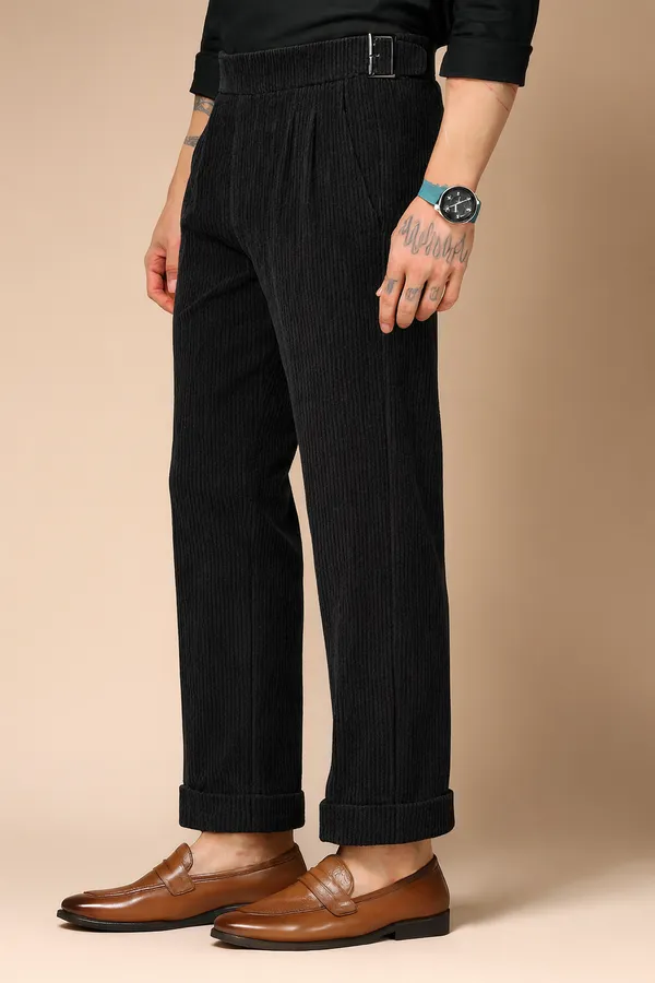 Black_Corduroy_Boot_Cut_Classic_Buckle_Gurkha_Trousers_For_Men