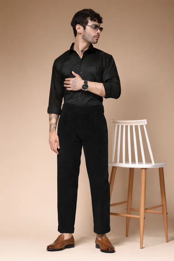 Black_Corduroy_Boot_Cut_Classic_Buckle_Gurkha_Trousers_For_Men