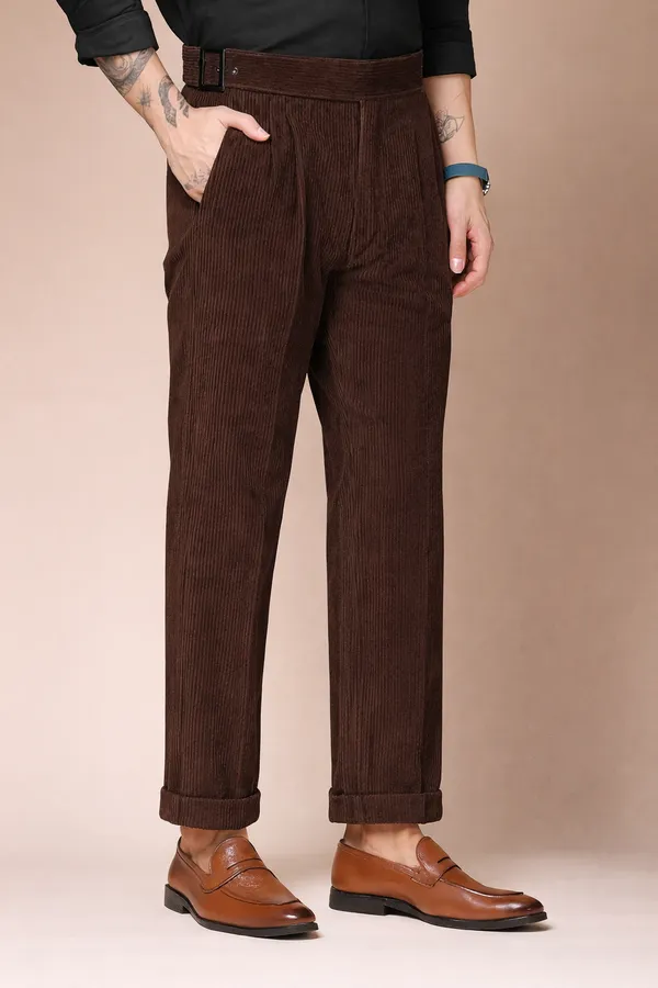 Brown_Corduroy_Boot_Cut_Gurkha_Pants_For_Men
