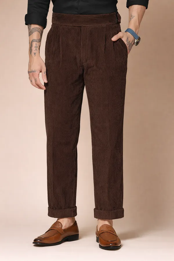 Brown_Corduroy_Boot_Cut_Gurkha_Pants_For_Men