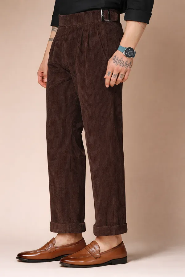 Brown_Corduroy_Boot_Cut_Gurkha_Pants_For_Men