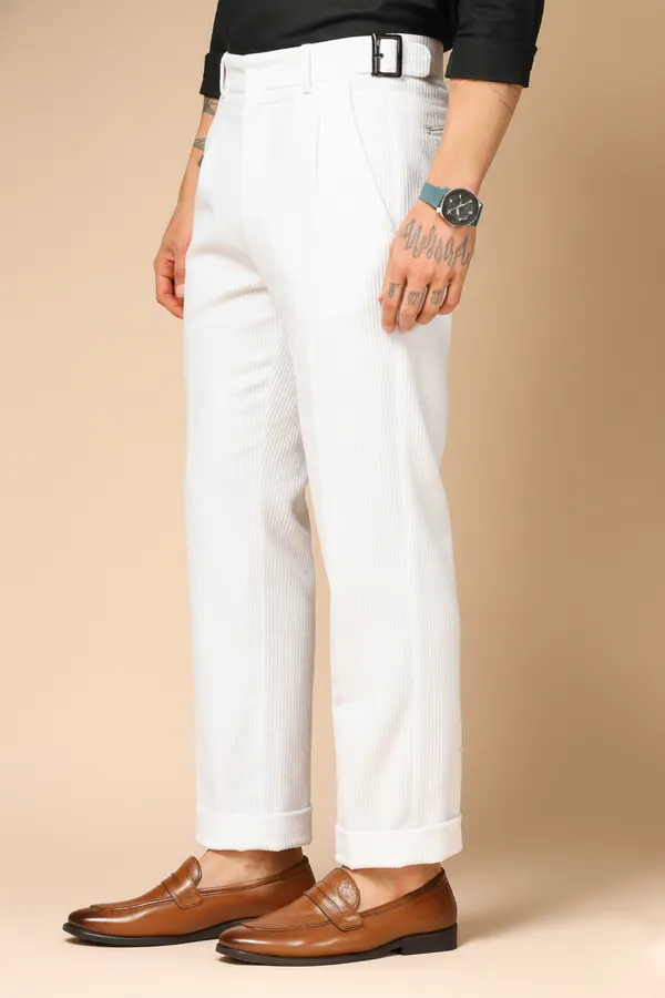 Snow_White_Corduroy_Classic_Buckle_Gurkha_Pants_For_Men