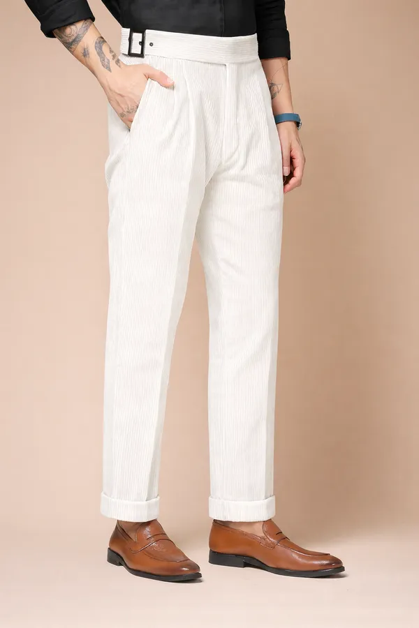 Snow_White_Corduroy_Classic_Buckle_Gurkha_Pants_For_Men