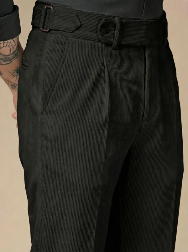 Black_Corduroy_Oxford_Boot_Cut_Gurkha_Pants_For_Men