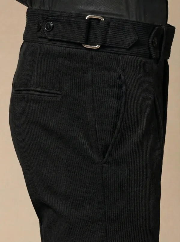 Black_Corduroy_Oxford_Boot_Cut_Gurkha_Pants_For_Men