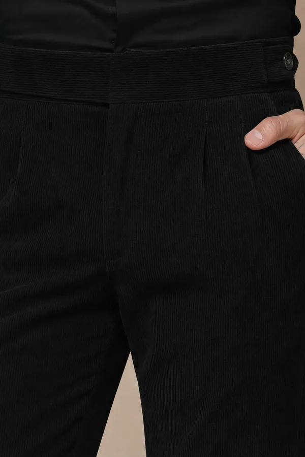 Black_Corduroy_Boot_Cut_Button_Gurkha_Pants_For_Men
