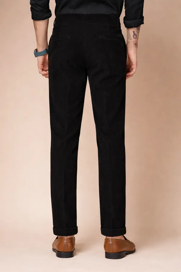 Black_Corduroy_Boot_Cut_Button_Gurkha_Pants_For_Men