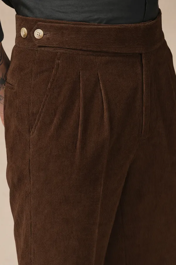 Brown_Corduroy_Boot_Cut_Classic_Button_Gurkha_Pants_For_Men