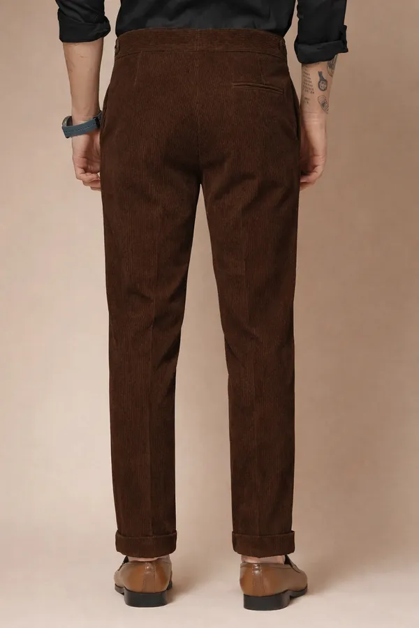 Brown_Corduroy_Boot_Cut_Classic_Button_Gurkha_Pants_For_Men