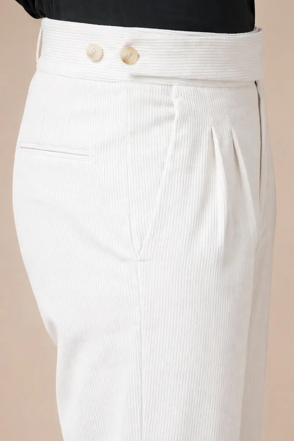 Snow_White_Corduroy_Boot_Cut_Classic_Button_Gurkha_Pants_For_Men