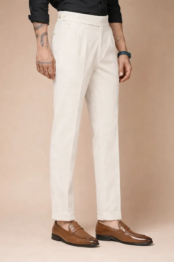 Snow_White_Corduroy_Boot_Cut_Classic_Button_Gurkha_Pants_For_Men
