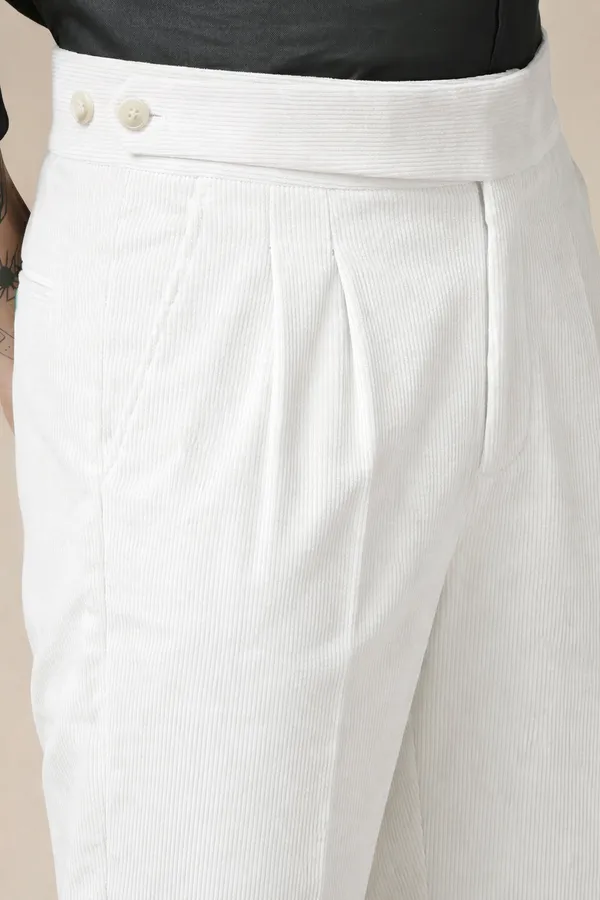 Snow_White_Corduroy_Boot_Cut_Classic_Button_Gurkha_Pants_For_Men