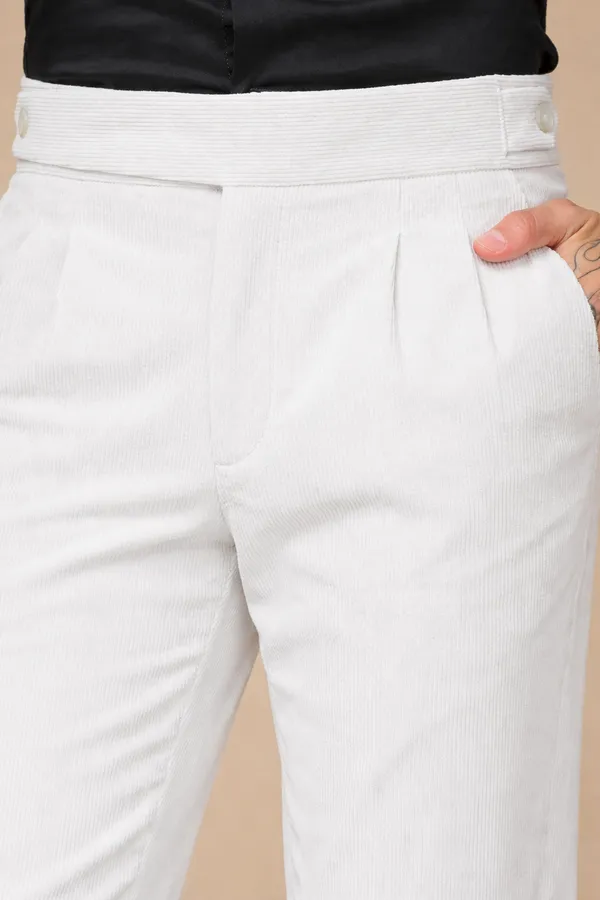 Snow_White_Corduroy_Boot_Cut_Classic_Button_Gurkha_Pants_For_Men