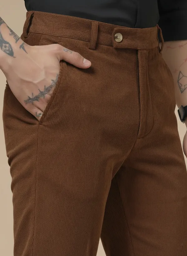 Brown_Corduroy_Boot_Cut_Pleated_Formal_Pants_For_Men