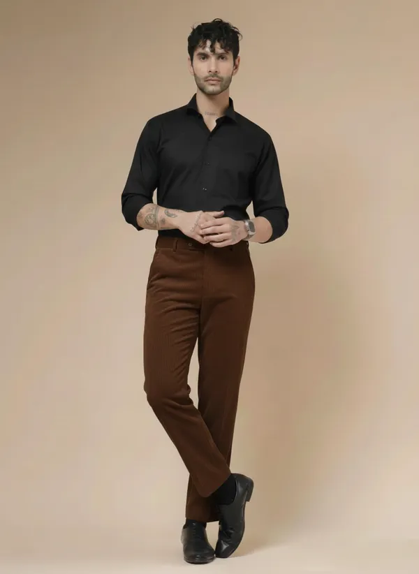 Brown_Corduroy_Boot_Cut_Pleated_Formal_Pants_For_Men