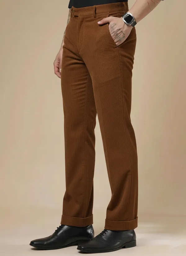 Brown_Corduroy_Boot_Cut_Pleated_Formal_Pants_For_Men