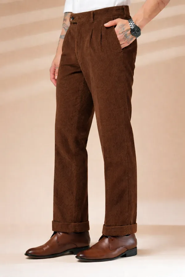 Brown_Corduroy_Boot_Cut_Gurkha_Trousers_For_Men