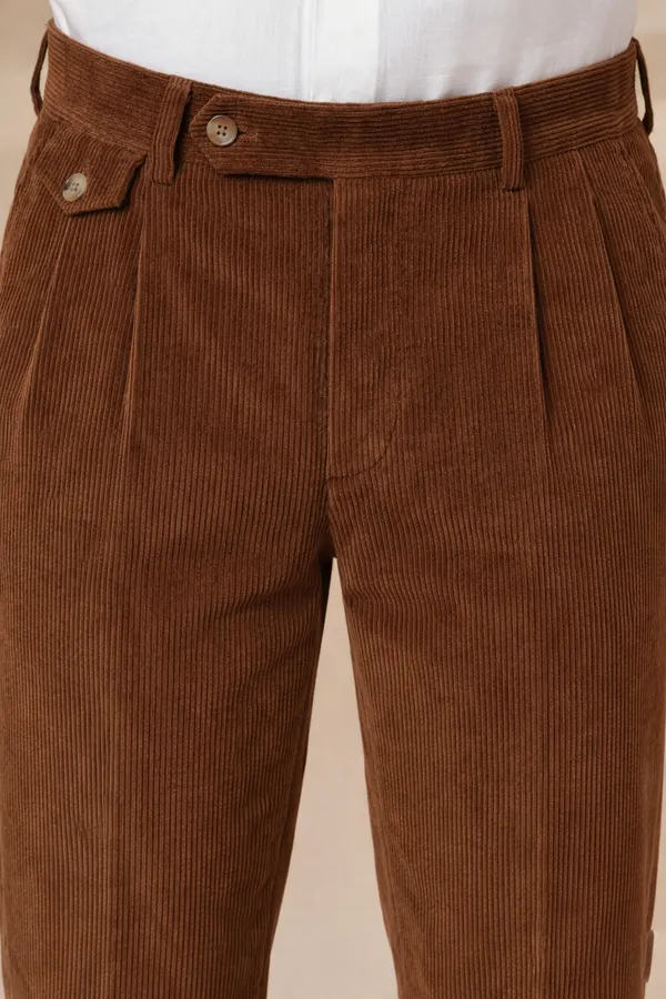 Brown_Corduroy_Boot_Cut_Gurkha_Trousers_For_Men