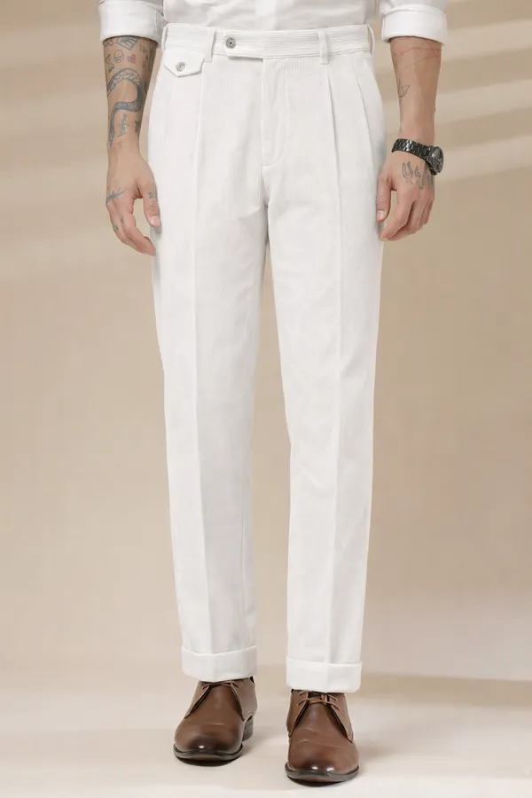 Snow_White_Corduroy_Signature_Flap_Boot_Cut_Gurkha_Pants_For_Men