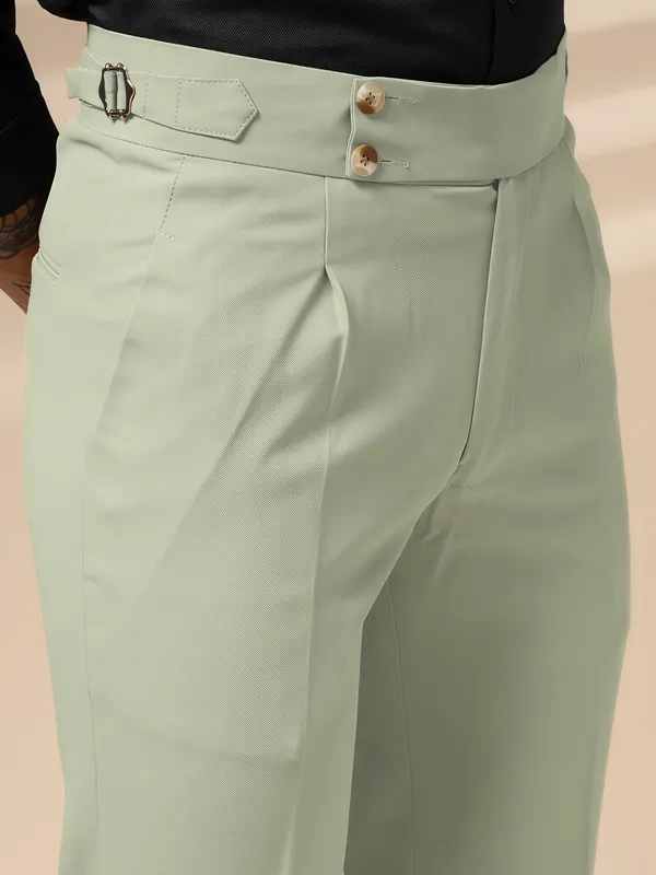 Lime_Polyester_Stretch_Buttoned_Gurkha_Pants_For_Men