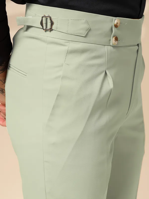 Lime_Polyester_Stretch_Buttoned_Gurkha_Pants_For_Men