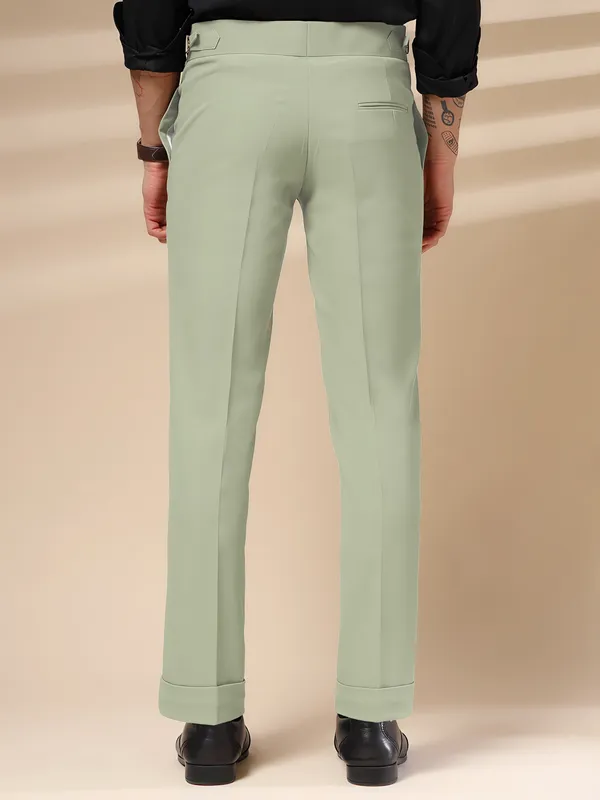 Lime_Polyester_Stretch_Buttoned_Gurkha_Pants_For_Men