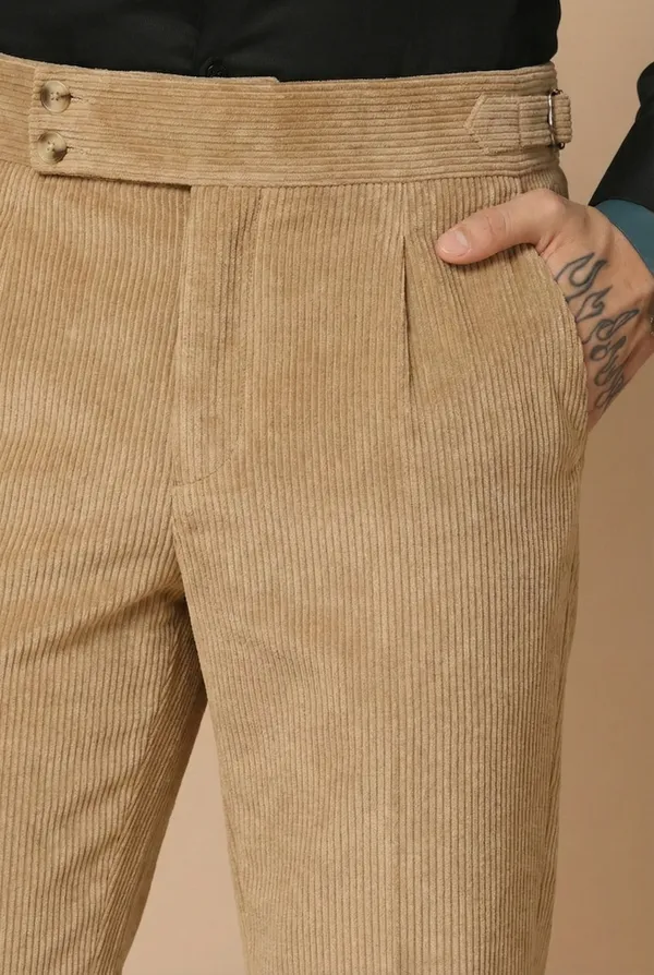 Khaki_Corduroy_Boot_Cut_Buttoned_Gurkha_Pants_For_Men