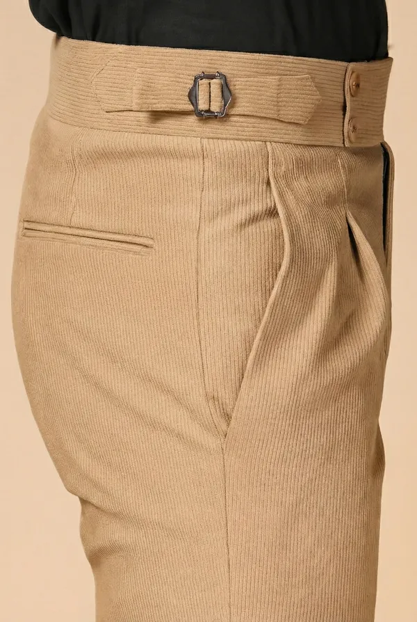 Khaki_Corduroy_Boot_Cut_Buttoned_Gurkha_Pants_For_Men