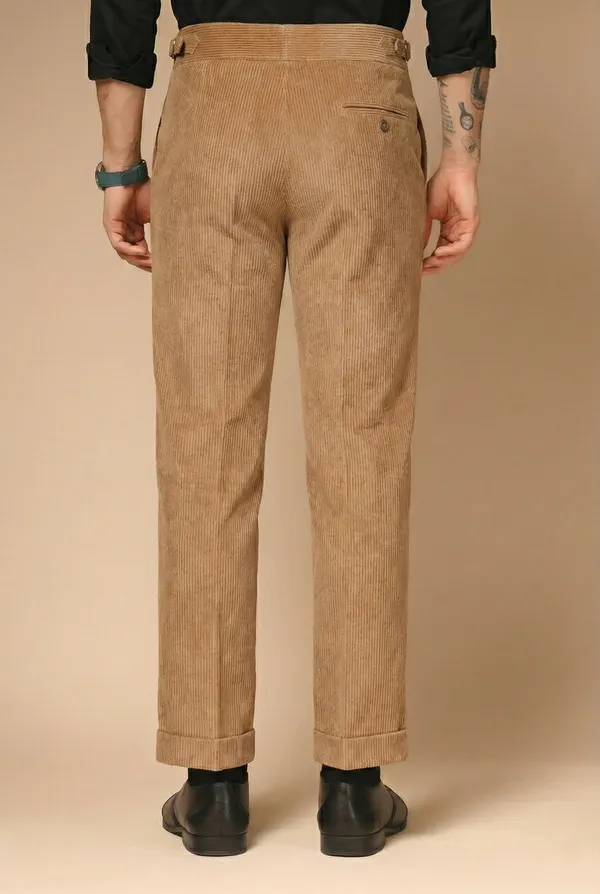Khaki_Corduroy_Boot_Cut_Buttoned_Gurkha_Pants_For_Men