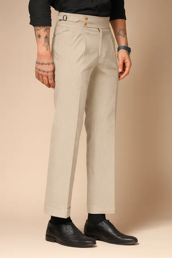 Beige_Corduroy_Boot_Cut_Buttoned_Gurkha_Pants_For_Men