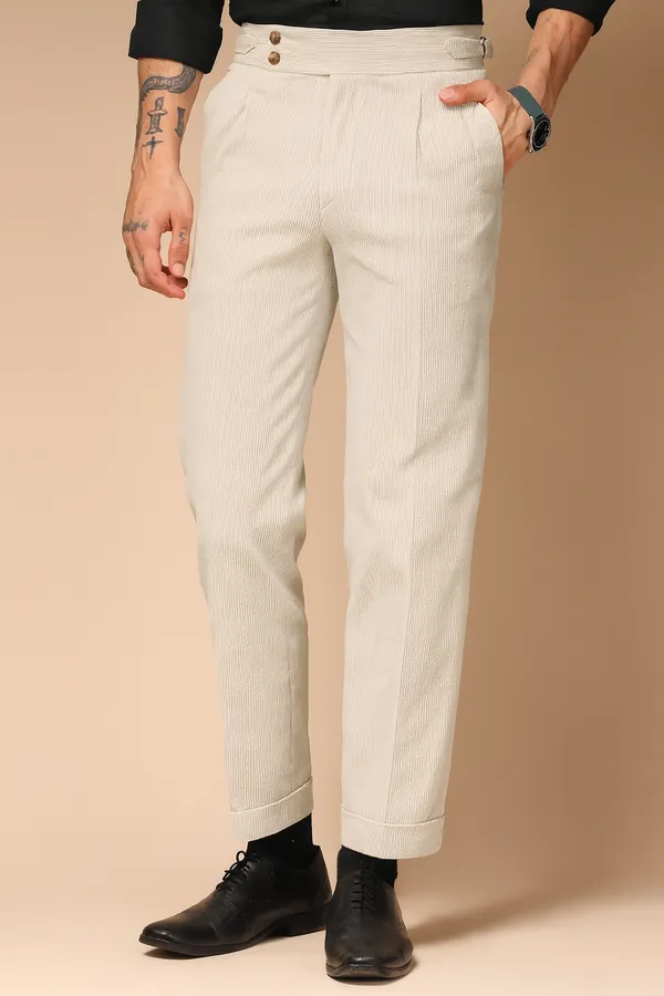 Beige_Corduroy_Boot_Cut_Buttoned_Gurkha_Pants_For_Men