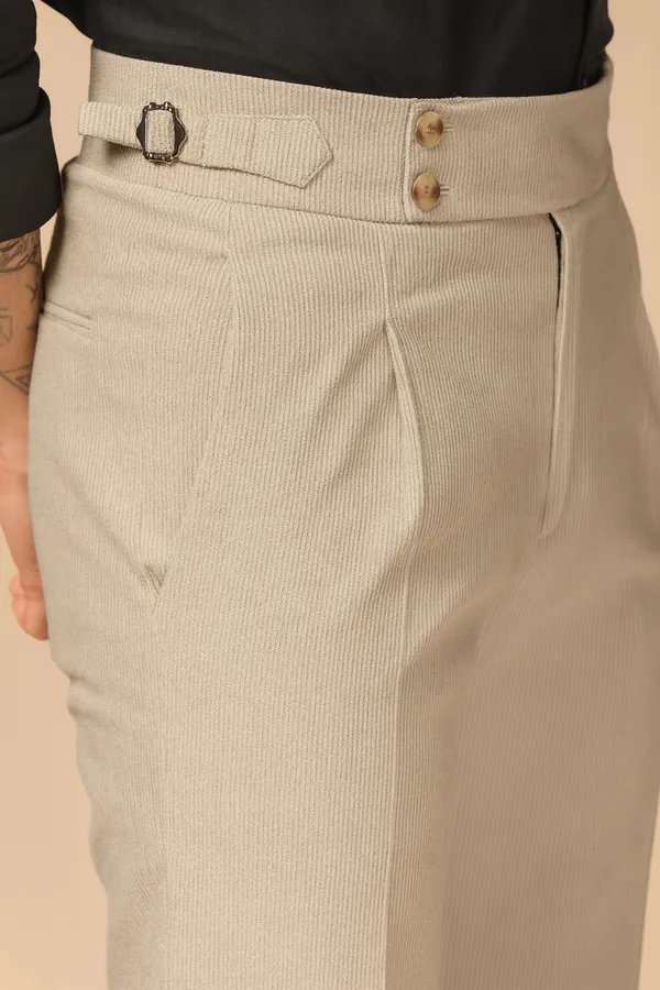 Beige_Corduroy_Boot_Cut_Buttoned_Gurkha_Pants_For_Men