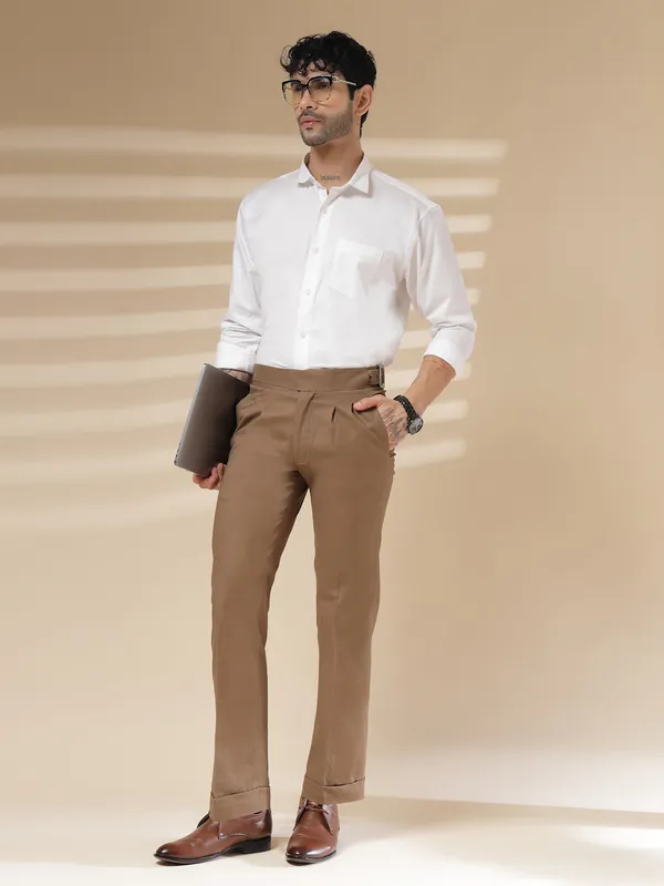 Khaki_Linen_Boot_Cut_Gurkha_Pants_For_Men