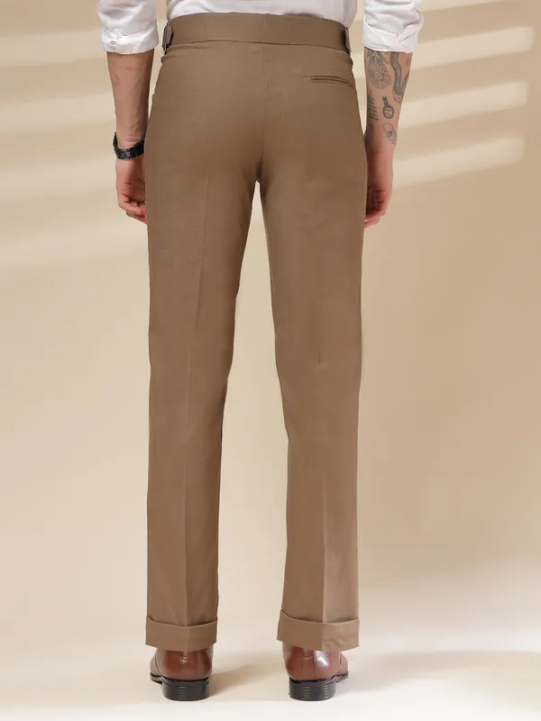 Khaki_Linen_Boot_Cut_Gurkha_Pants_For_Men