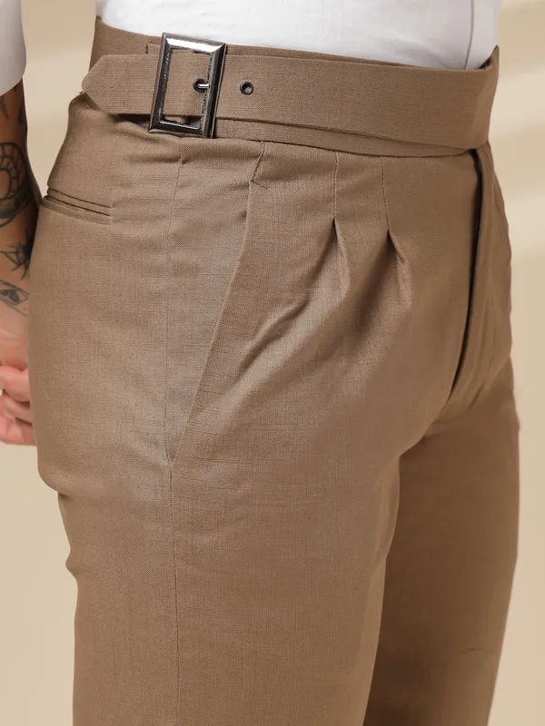 Khaki_Linen_Boot_Cut_Gurkha_Pants_For_Men