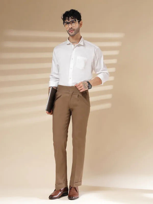 Khaki_Linen_Boot_Cut_Gurkha_Pants_For_Men